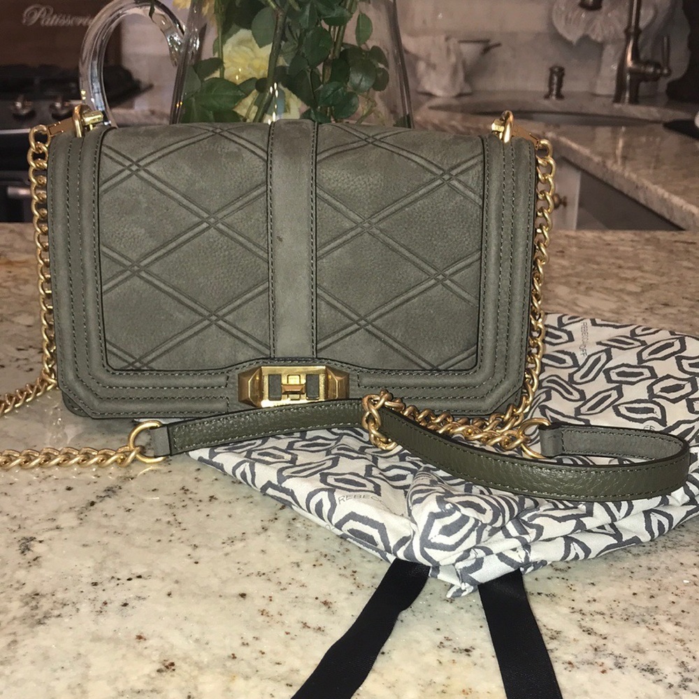 Rebecca Minkoff Love Crossbody. Olive suede.